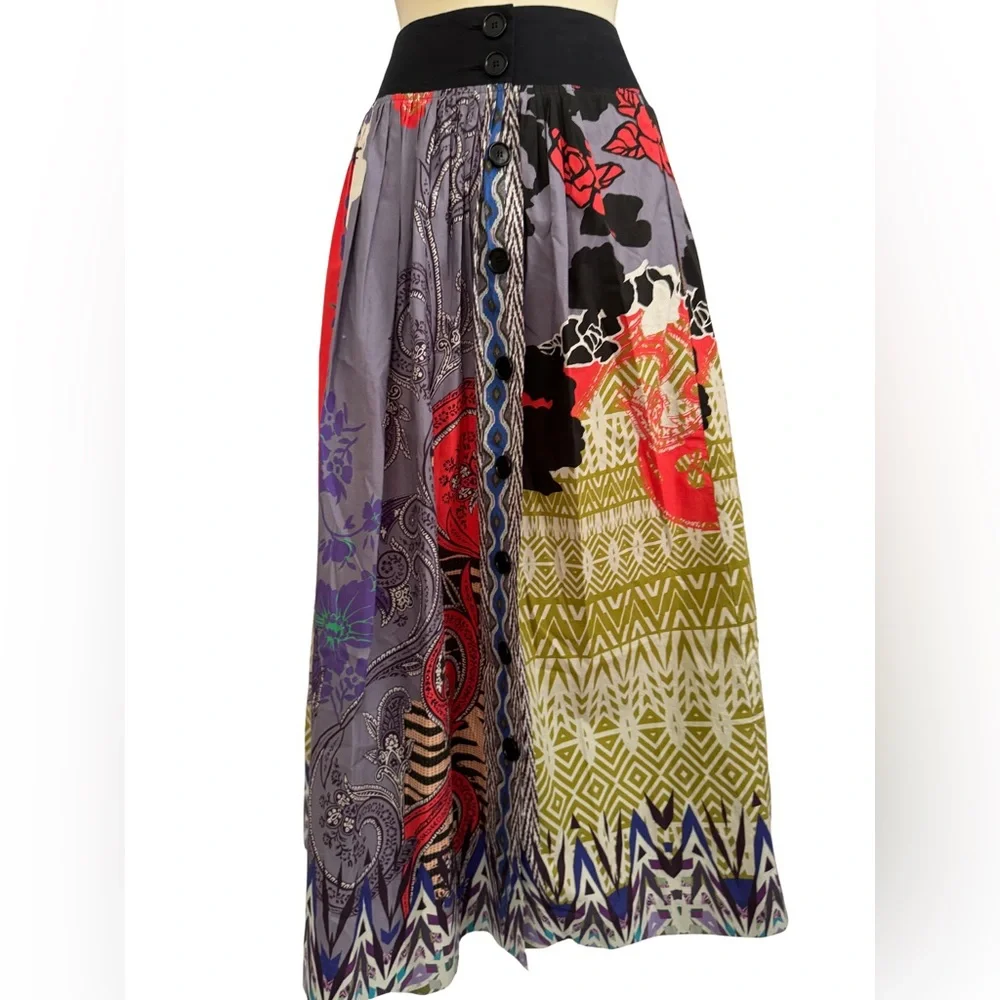 Etro Vibrant Midi Skirt with Purple, Red and Green Accents - Picture 7 of 8